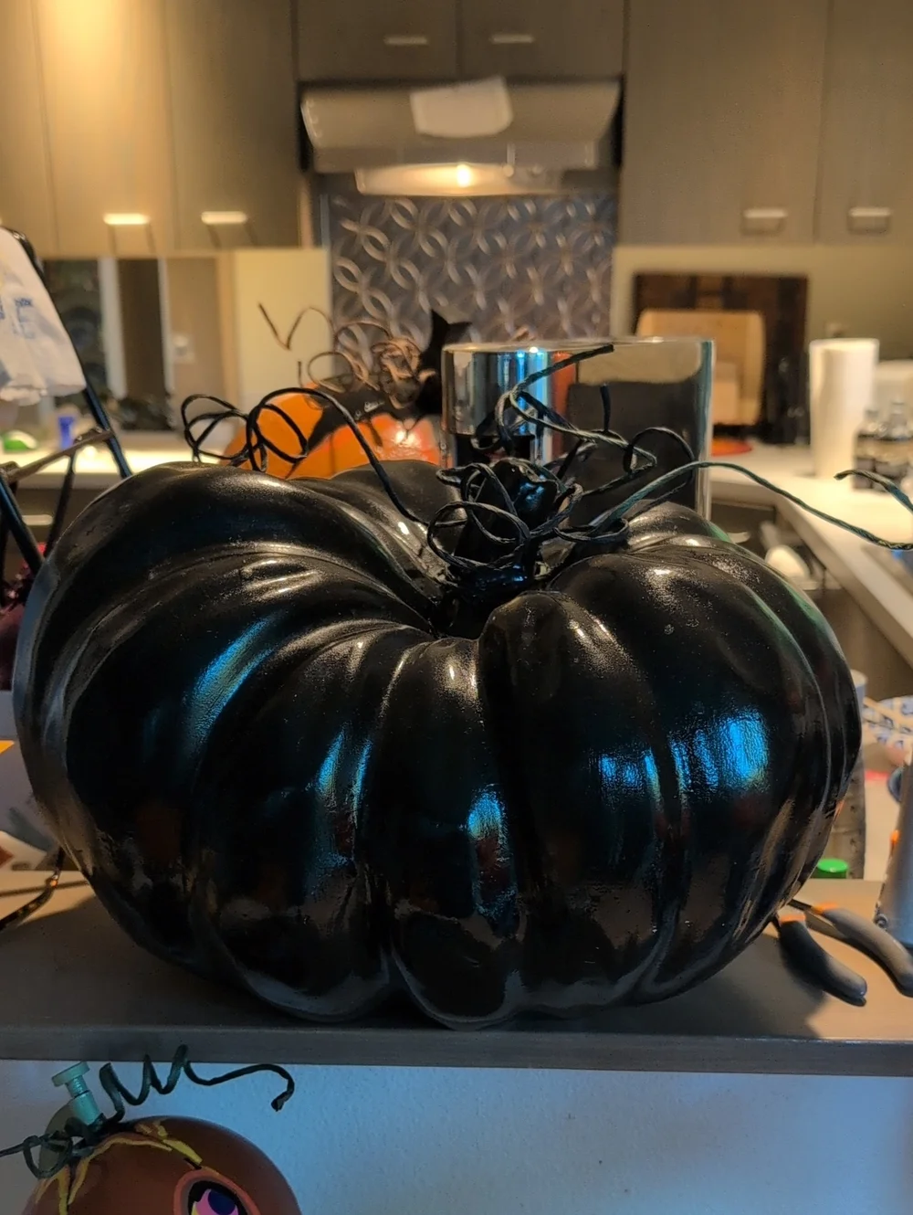 Big J Pumpkin Upcycled Hand painted Halloween Decor